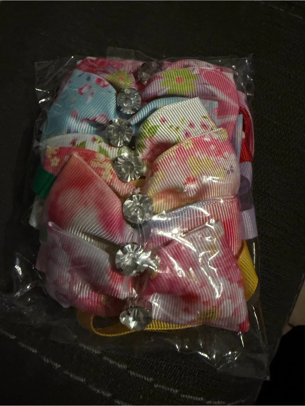 Pet Floral Ribbon Bows 7 pack - Pink Multicolor
